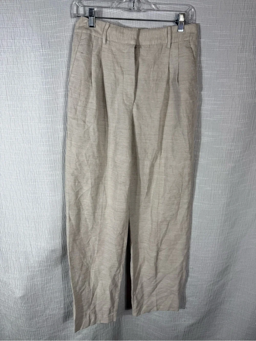 Aritzia Effortless Linen blend pant full length ecru‎ pleated waist 6 nwt